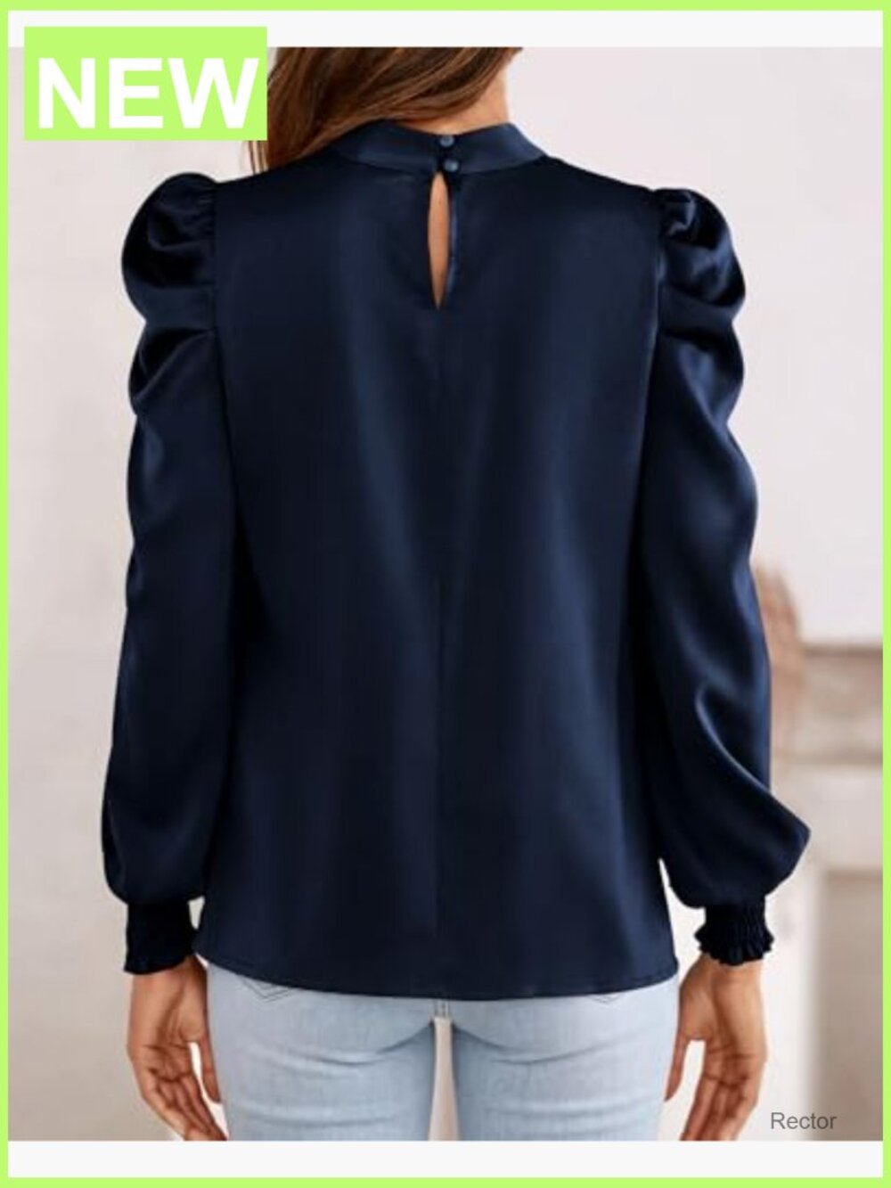 Mock Neck Long Sleeve Blouse Women Dressy Casual Work Tops Satin Shirt - Picture 3 of 7